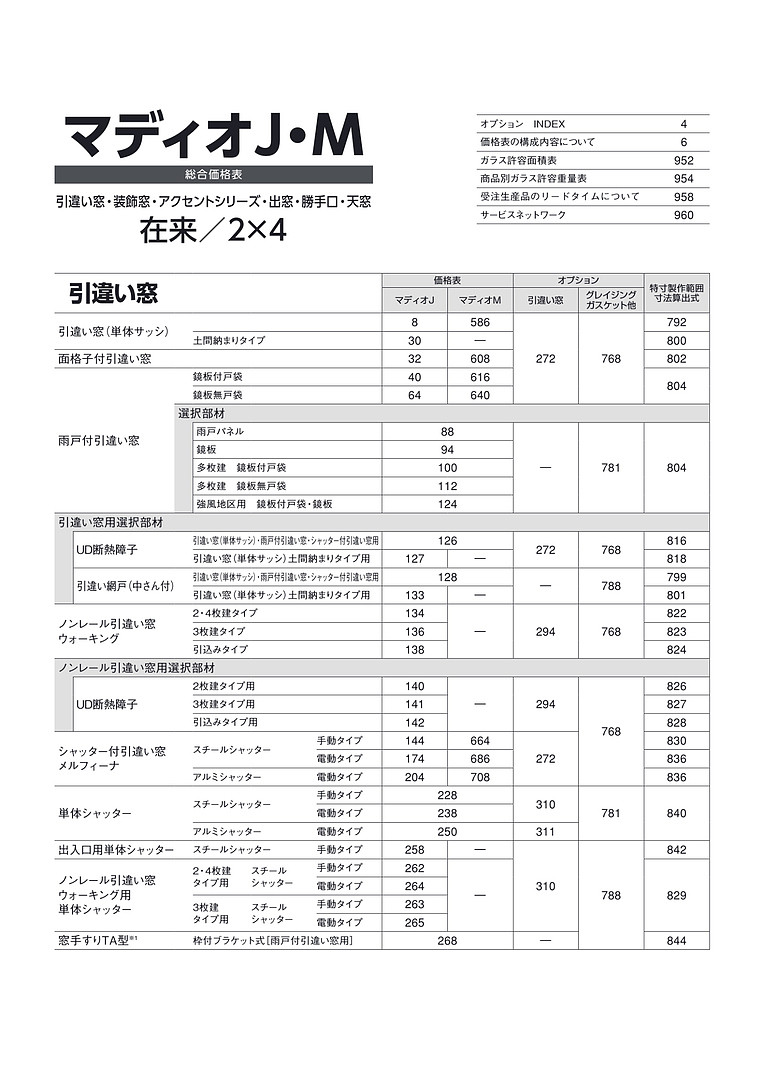 旧版 マディオJ・M 総合価格表