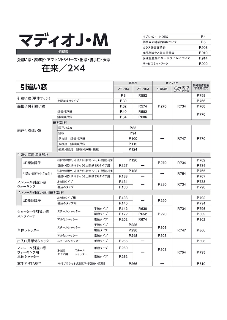 旧版 マディオJ・M 総合価格表（価格改定版）